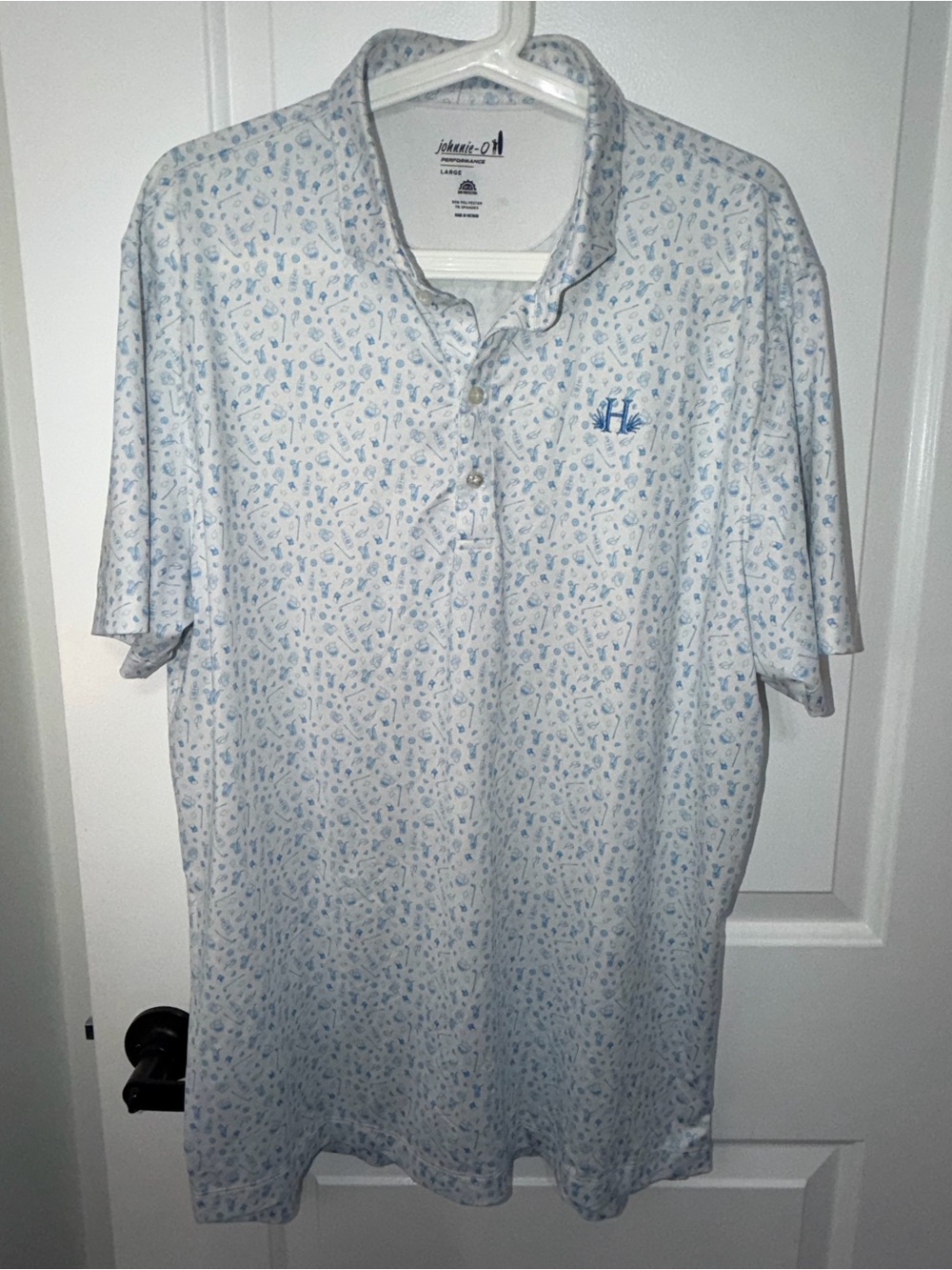 Johnnie-O Performance Polo Shirt Mens Large L Swing Juice Tequila Cocktail White